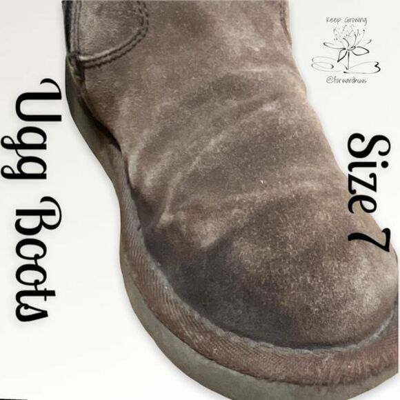 Pre-Owned UGG Sunset Tall Brown Shearling Boots - Size 7 - Picture 4 of 11